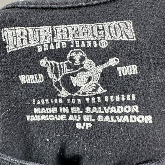 True Religion‎ Shirt Mens Small Black All Over Monogram Graphic Short Sleeve - Picture 7 of 8